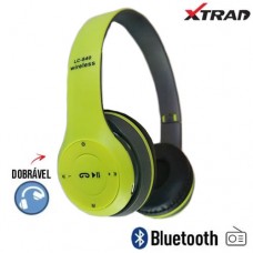 Headphone sem Fio Bluetooth/SD/Rádio FM Dobrável Xtrad LC-840 - Cinza Verde